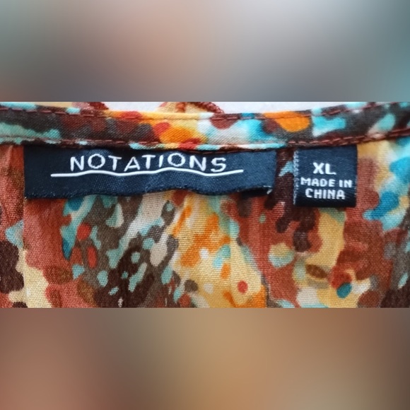 Notations Women’s multicolor Ruffle Tunic V Neck Flutter Sleeve Top XL - Picture 6 of 10